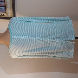 SPLENDID long sleeve tee shirt. Size L. Teal stripe. Pre-owned, good condition.